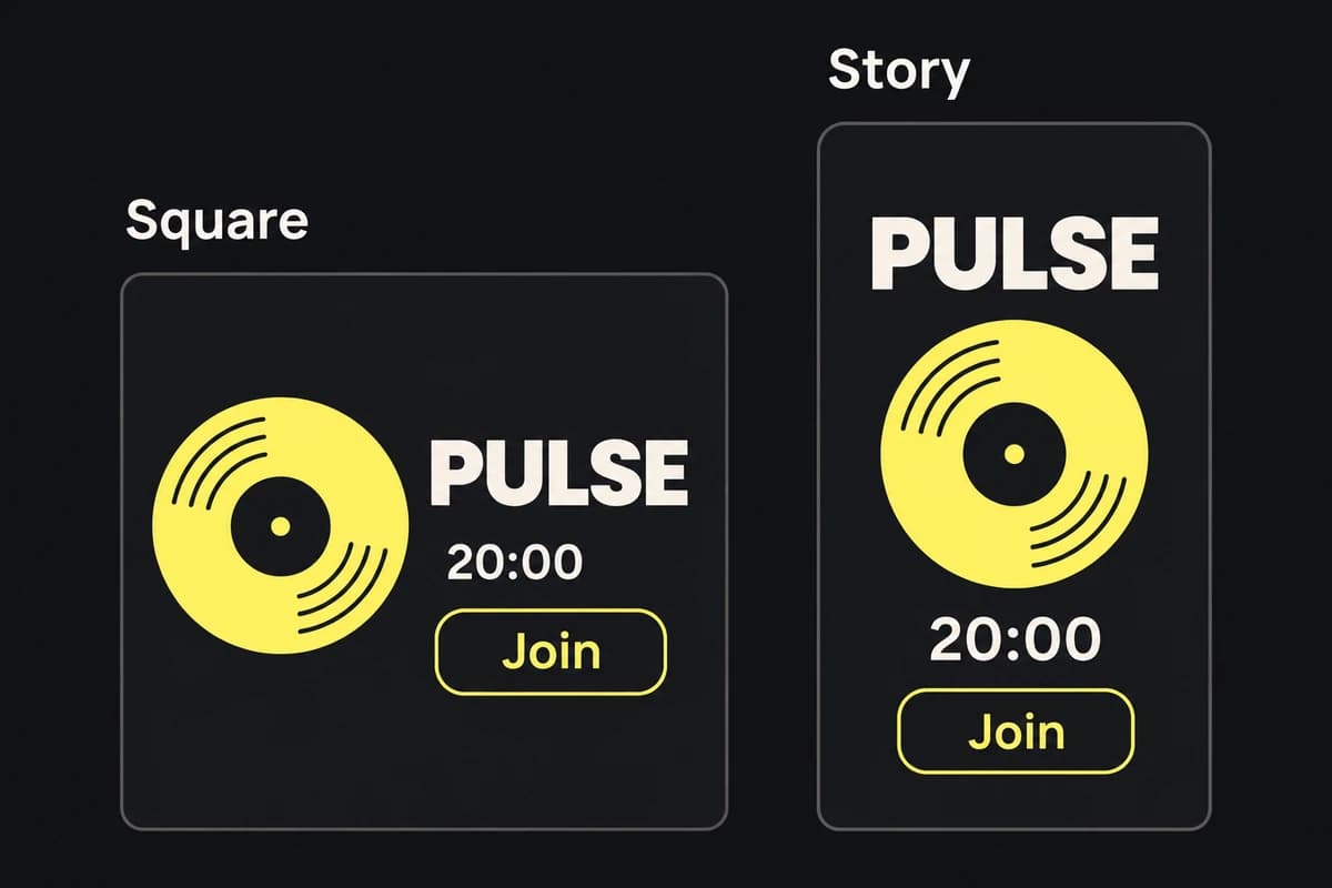 The PULSE event keeps its whole disc and moves its title from beside the disc into a vertical stack.