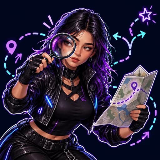 Formatry Girl finding a route with a map and magnifying glass
