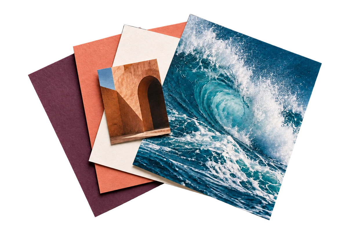 Photographic prints and colored paper